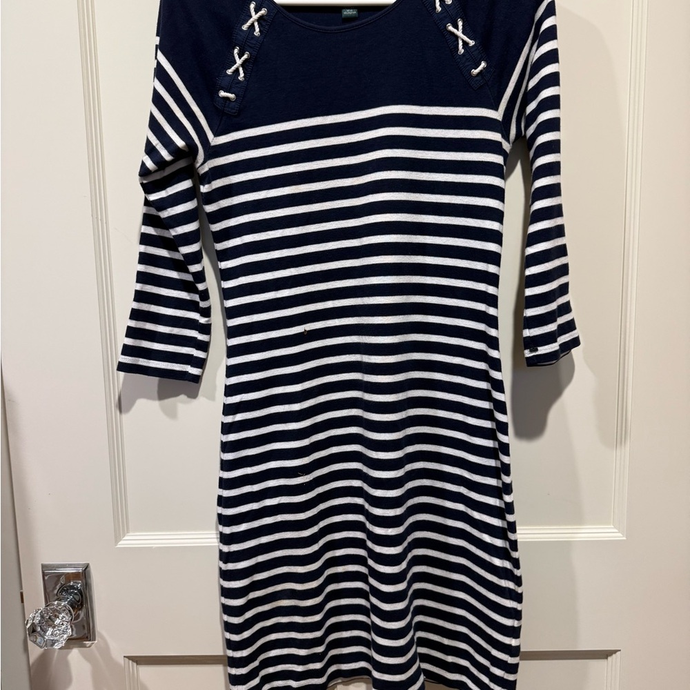 Ralph Lauren Navy and White Long Sleeve Dress